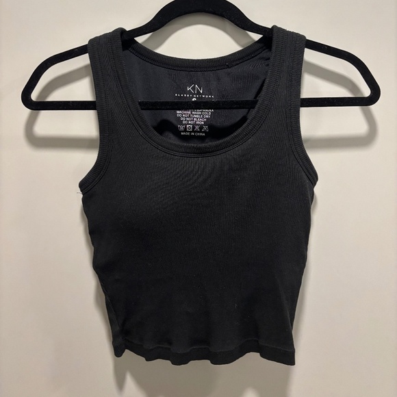 Klassy Network Bamboo Scoop Neck Brami Tank (Crop) - Black - Picture 1 of 4